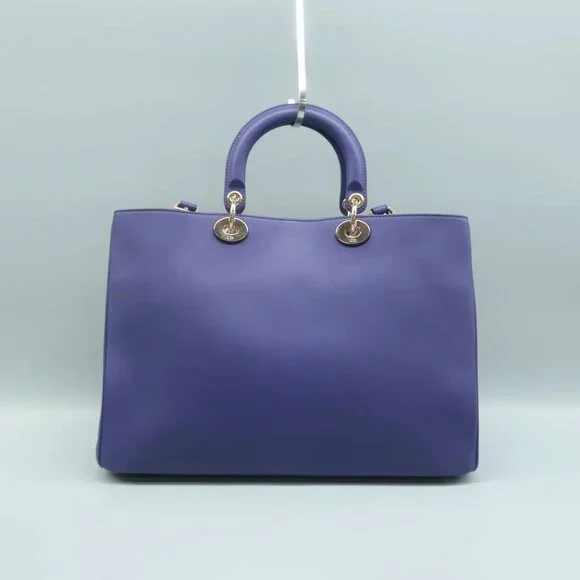 100% Authentic Dior Diorissimo Purple W/P Leather Satchel - Picture 2 of 12